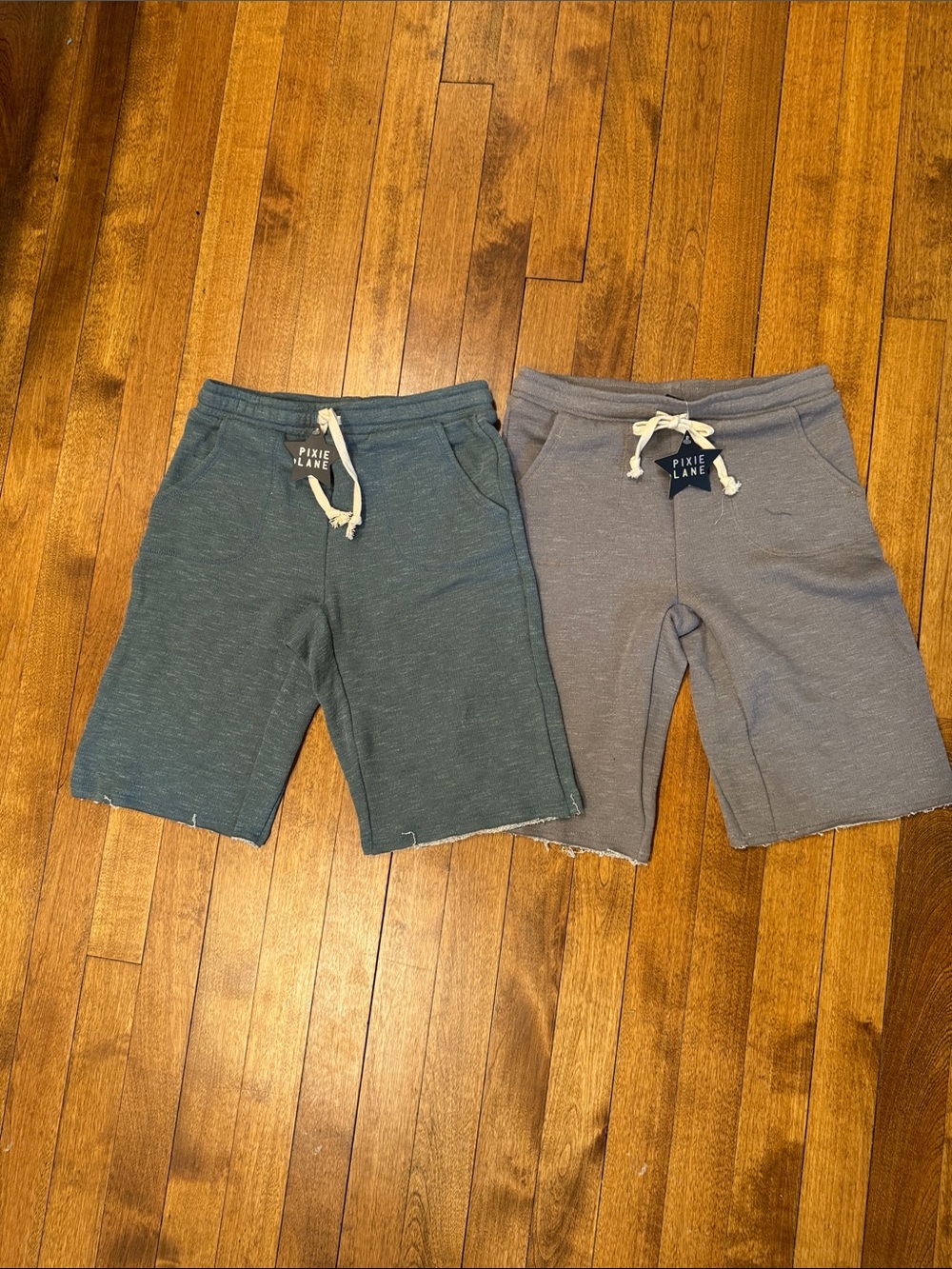 Pixielane Kids Cotton-Blend Shorts - Teal and Gray size 14